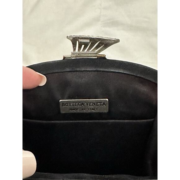 Bottega Veneta Satin Black Quilted Shoulder Bag with Charm Closure DEFECT - Picture 3 of 7